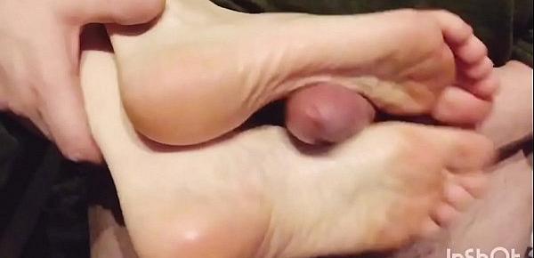 Smooth soles footjob makes me cum buckets. (Full video at clip store)